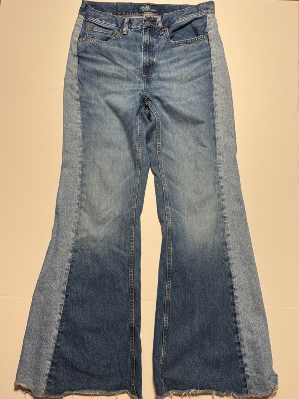 POLO by Ralph Lauren Women's Paneled Flare Premium‎ Denim Jeans Raw Hem Boho 29 - Picture 7 of 14